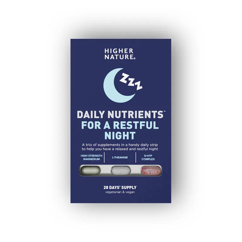 HIGHER NATURE Daily Nutrients - Restful Night - Trojice doplňků pro dobrý spánek Endorphin Republic Horká Nabídka