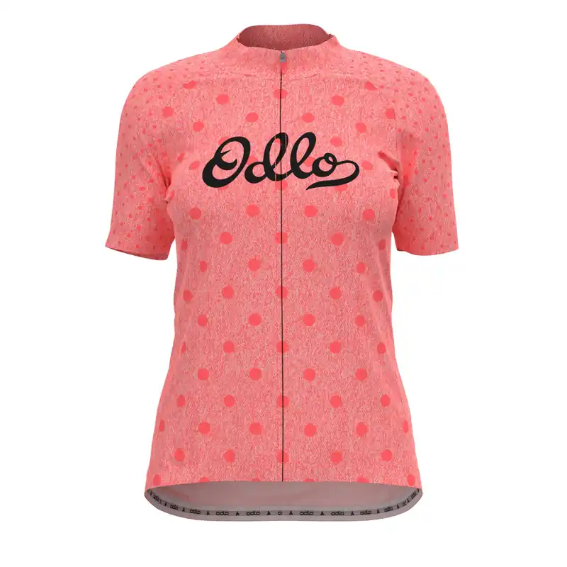 Zlevněný Odlo ELEMENT Short-Sleeve Cycling Jersey (Červená) - Dámský cyklistický dres se stojáčkem Endorphin Republic
