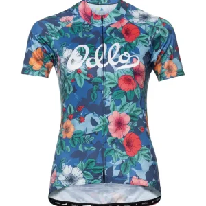 Cenově Výhodný Odlo ELEMENT Short-Sleeve Cycling Jersey (Tmavě modrá) - Dámský cyklistický dres se stojáčkem Endorphin Republic