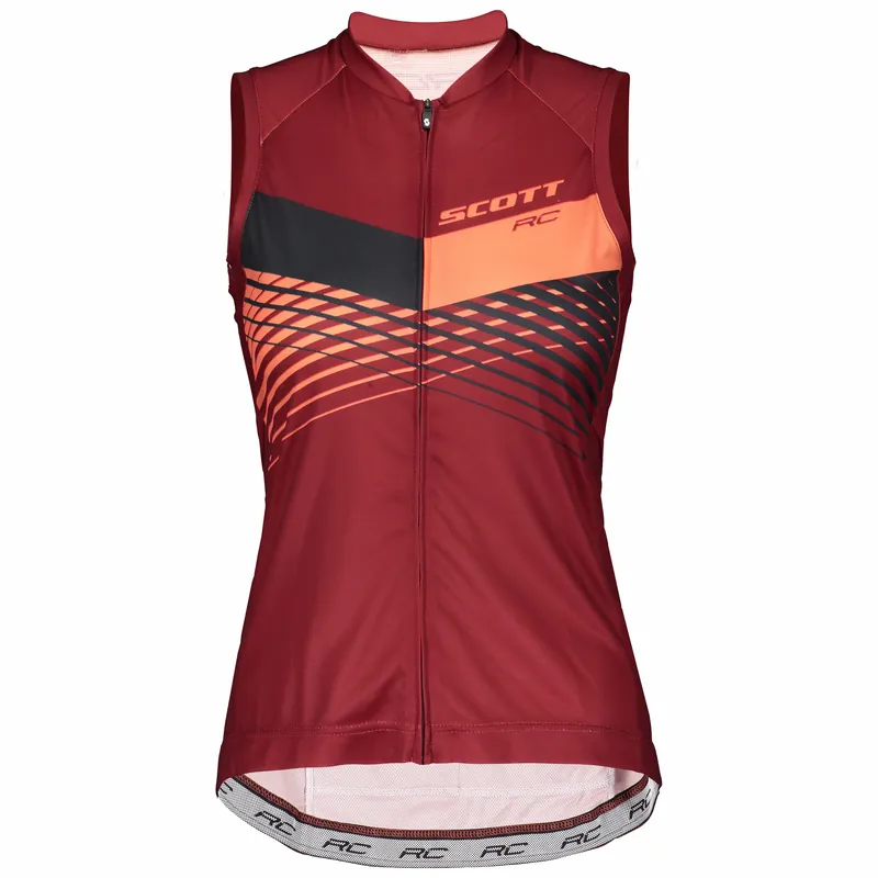 SCOTT Shirt W‘s RC Pro w/o sl (Červená) - Dámský cyklistický dres bez rukávů Endorphin Republic Aktuální