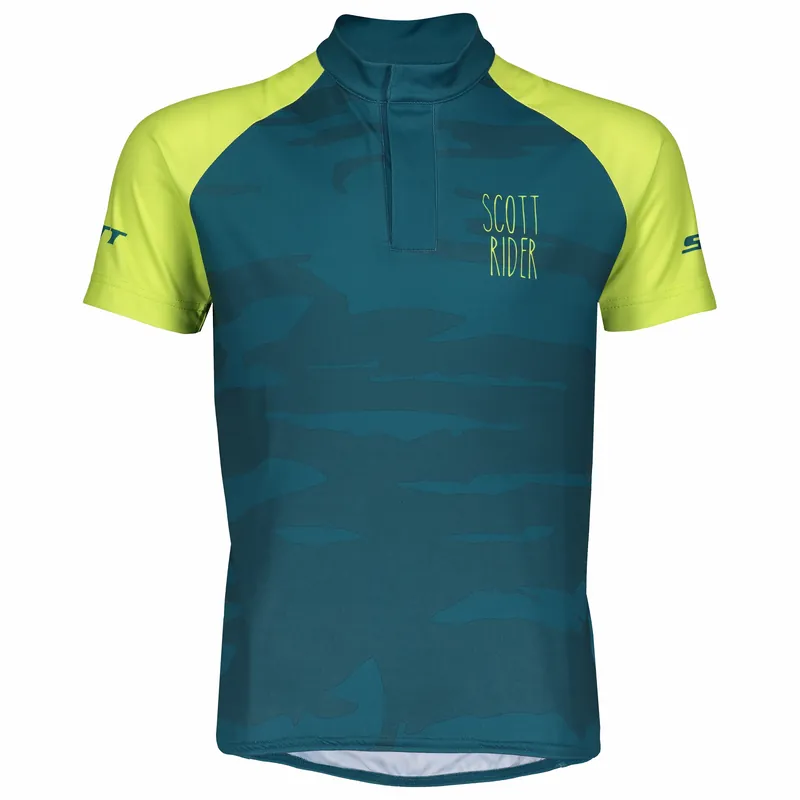 SCOTT Shirt Jr RC Team Junior s/sl (Modrá) - Dětský cyklistický dres s krátkým rukávem Endorphin Republic Nová Kolekce