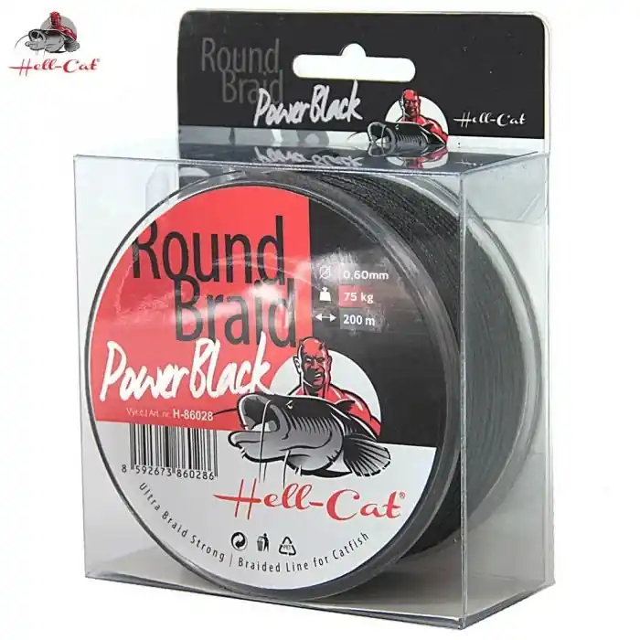 Expresní Doručení Hell-Cat Splétaná šňůra Round Braid Power Black 0,60mm, 75kg, 200m