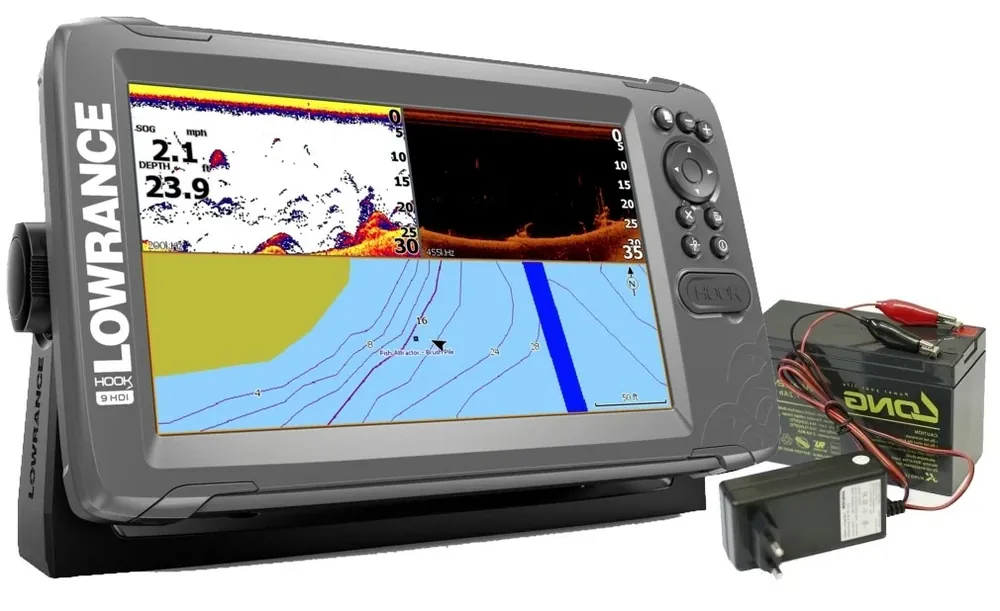 LOWRANCE HOOK² 9 GPS se Sondou Splitshot + baterie a nabíječka ZDARMA Bezpečná Platba
