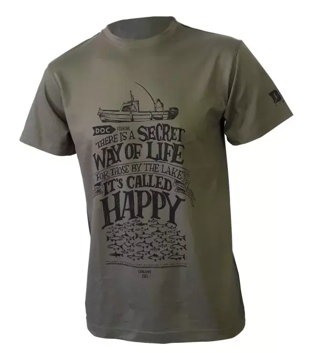 Rychlé Dodání DOC FISHING Triko HAPPY - khaki