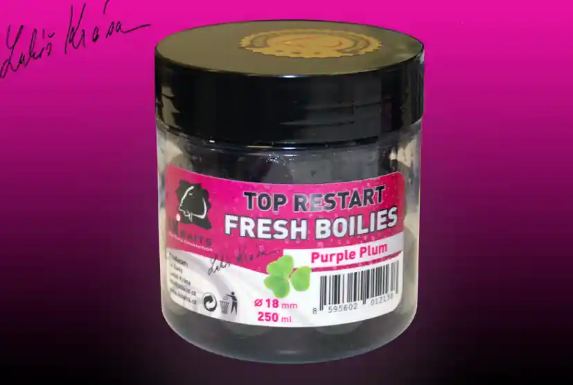 LK Baits FRESH BOILIES TopRestart 18mm 250ml Purple Plum Oblíbený