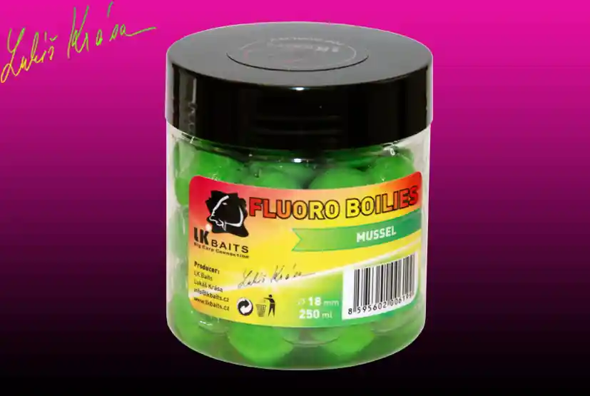 LK BAITS Fluoro Boilies Mussel Značkový