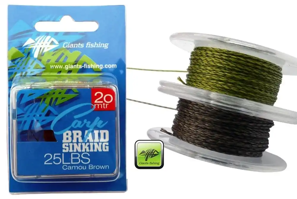 GIANTS FISHING Návazcová šňůrka Carp Braid Sinking 35lbs/20m Camou Brown Přímo Od Výrobce