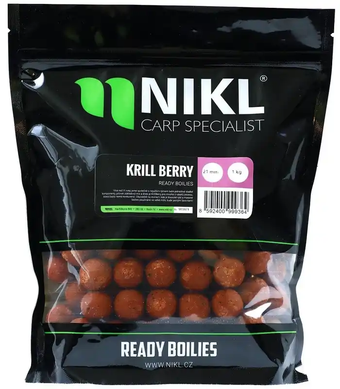 Nakupujte Hned NIKL Hotové boilie KrillBerry READY 18mm 250g VÝPRODEJ