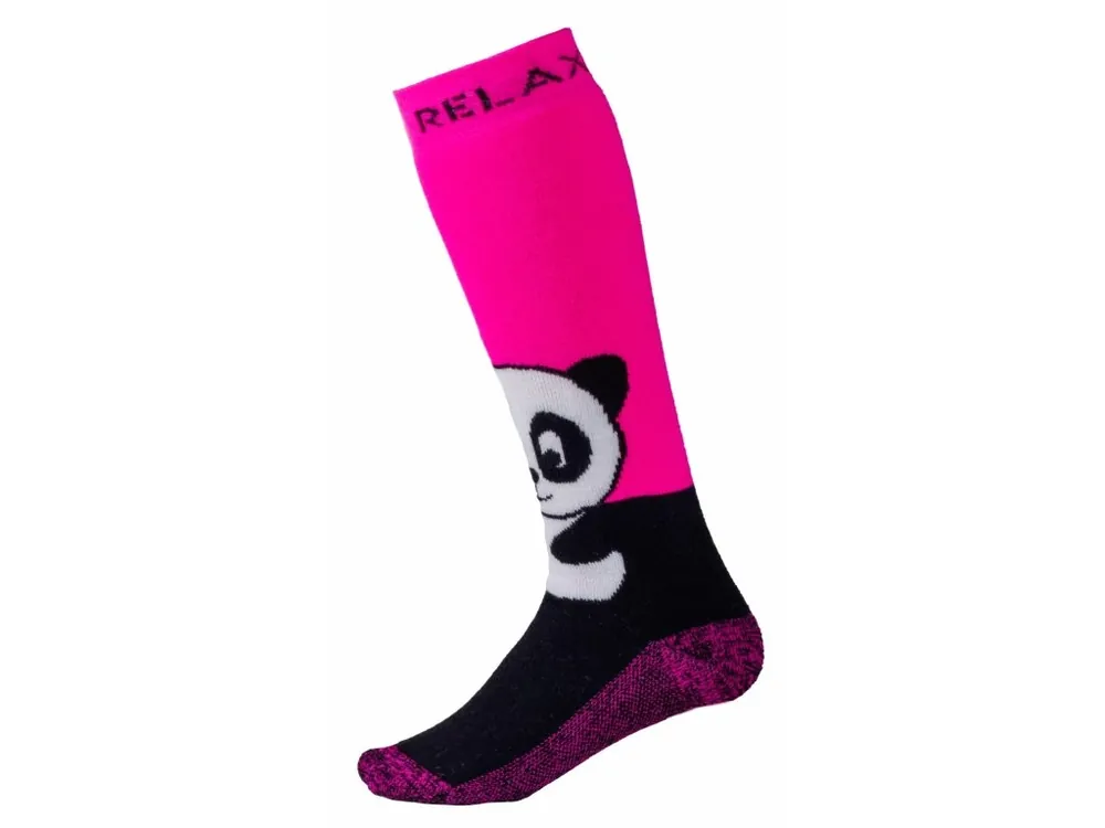 Dětské lyžařské ponožky Relax Panda růžová/černá Must-Have