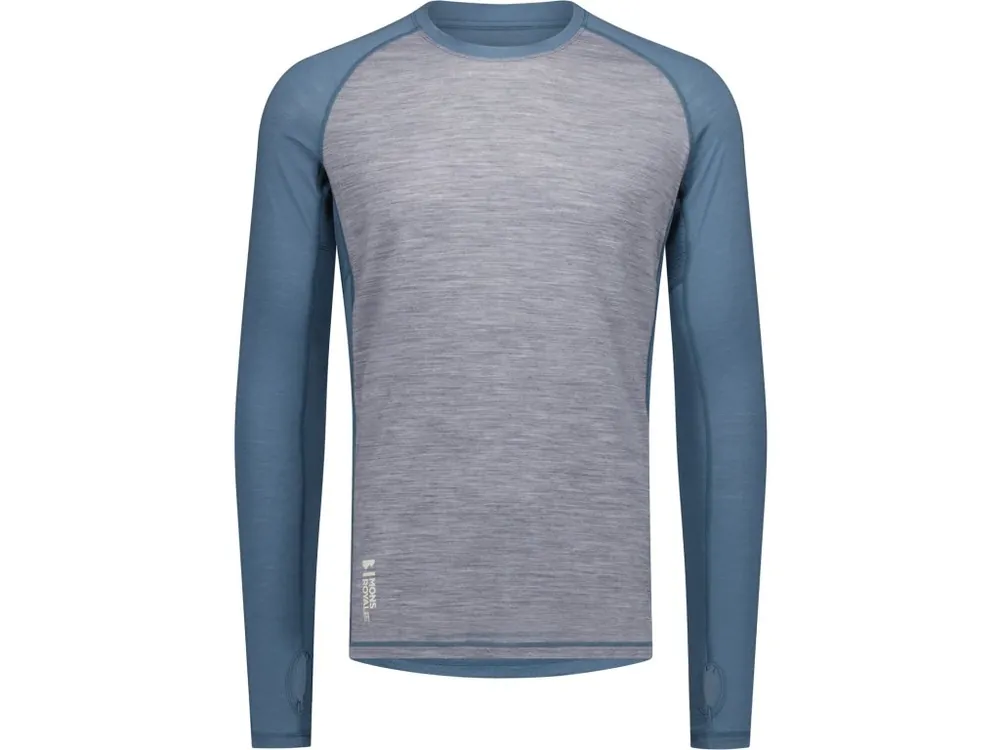 Merino triko Mons Royale Temple LS Grey Heather/Goblin Blue Must-Have