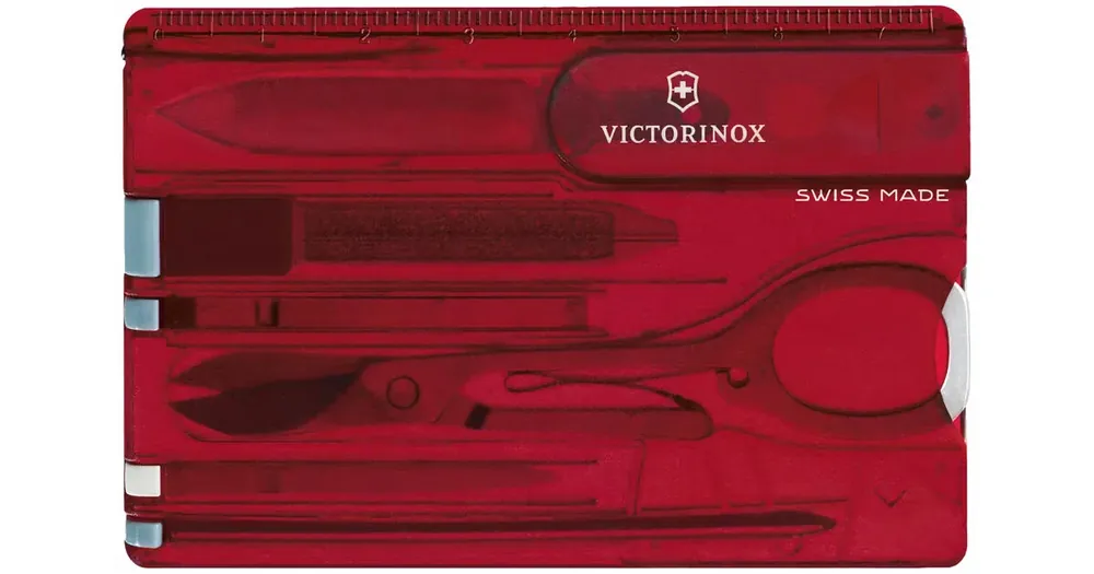 Dokud Zásoby Vydrží Multifunkční nástroj VICTORINOX SWISS CARD 0.7100.T RUBY TRANSL.