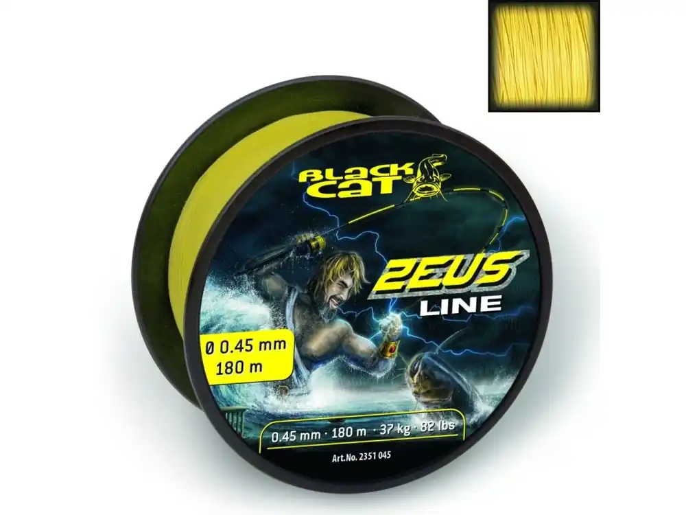 Jen Po Omezenou Doba Black Cat 0,45mm šňůra Zeus Line 3000m 37kg, 82lbs žlutá