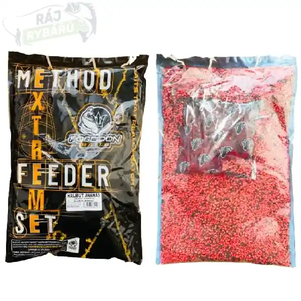 Sleva POSEIDON BAITS - Method Feeder set Mix peletek 800g + 200ml booster