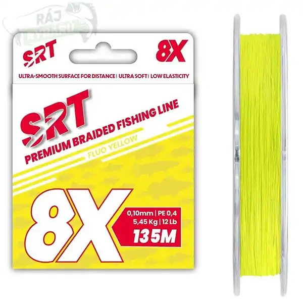SERT - Splétaná šnůra 8X SRT Fluo Yellow 135m Vysoce Kvalitní