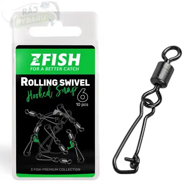 Oblíbený ZFISH - Obratlík s karabinou Rolling Swivel & Hooked Snap