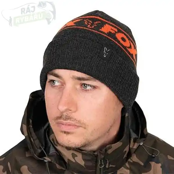 FOX - Zimní čepice Collection Beanie Hat Black & Orange Pouze Dnes