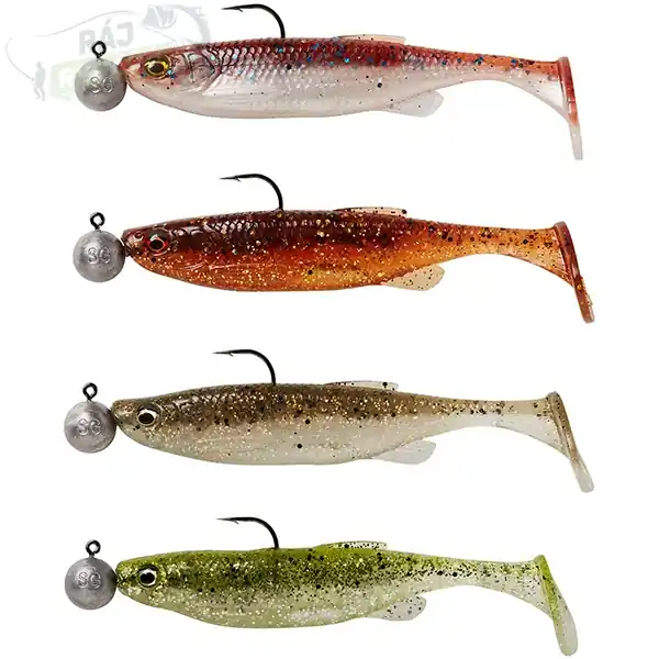Cenový Hit SAVAGE GEAR - Gumová nástraha s jig hlavou Fat Minnow T-Tail Sinking Clearwater Mix 4ks