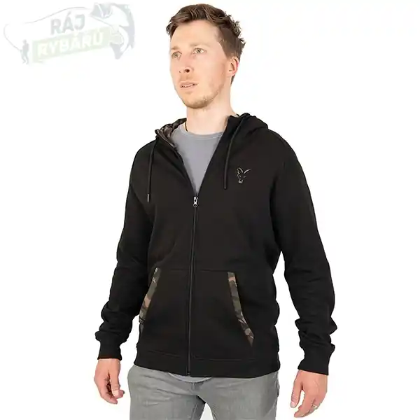 Pouze Dnes FOX - Mikina LW Black/Camo Print Zip Hoody