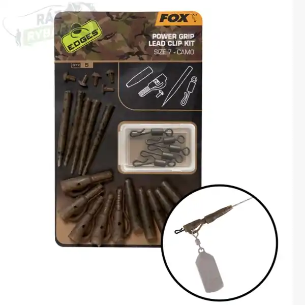 FOX - Závěs na olovo Edges Camo Power Grip Lead Clip Kit vel.7 5ks Hit Sezóny