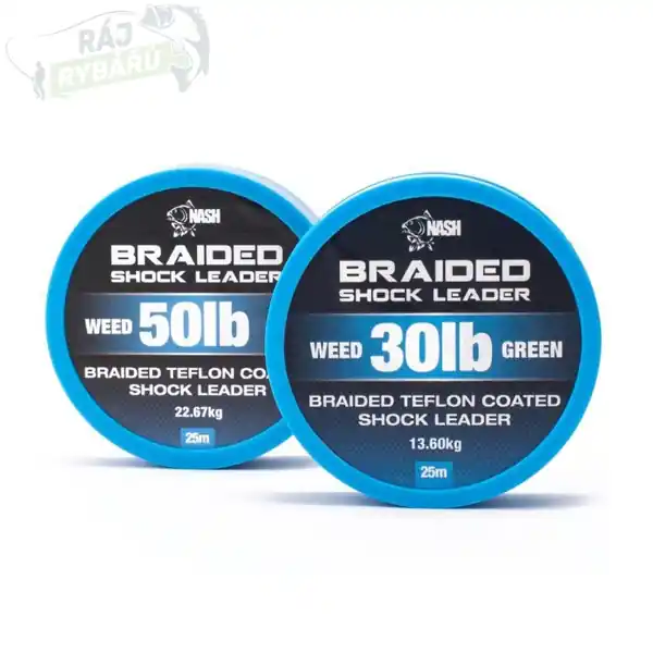 NASH - Šoková šňůra Braided Shock Leader Weed Green 25m Oblíbený