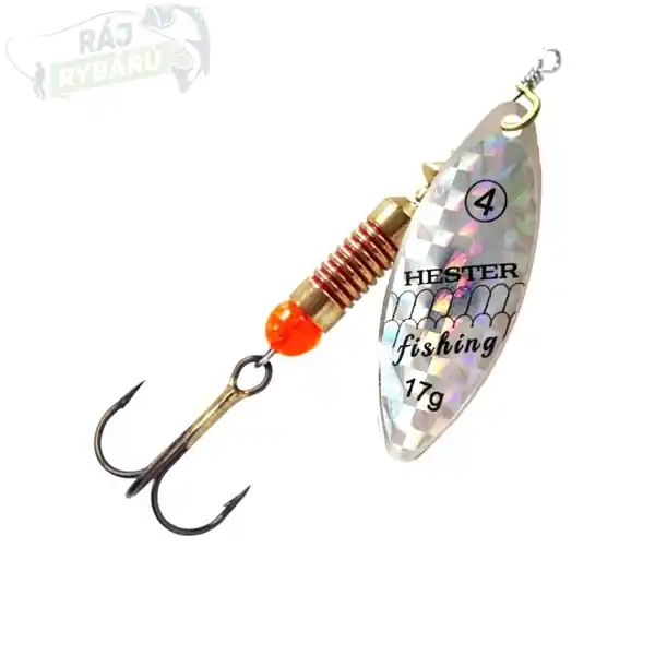 Super Cena HESTER FISHING - Rotační třpytka Willow Silver Holo Scales