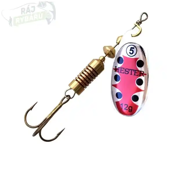 Tovární Cena HESTER FISHING - Rotační třpytka Ospray Silver/Red Black Dots