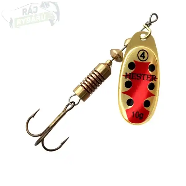 Přímo Od Výrobce HESTER FISHING - Rotační třpytka Ospray Gold/Red Black Dots