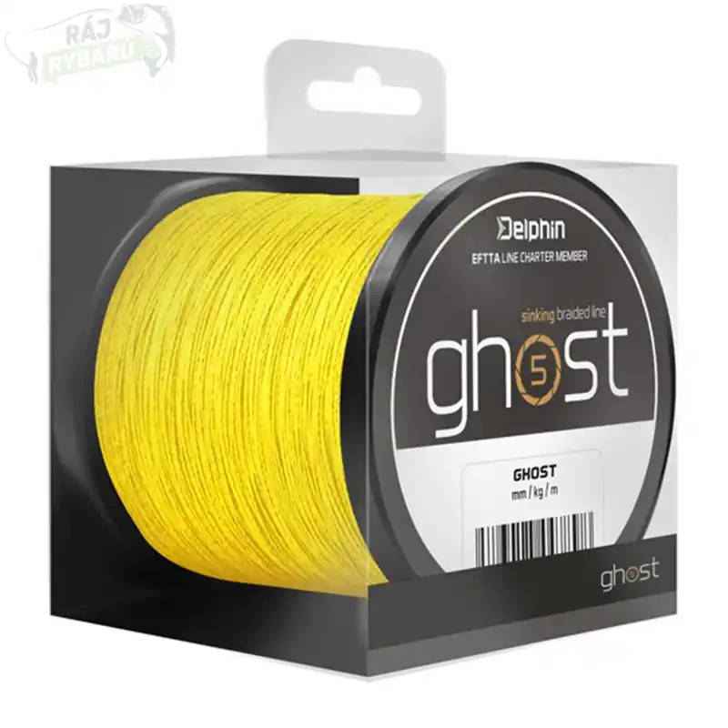 DELPHIN - Potápivá kaprařská šňůra GHOST 4+1 žlutá 300m Nová Kolekce