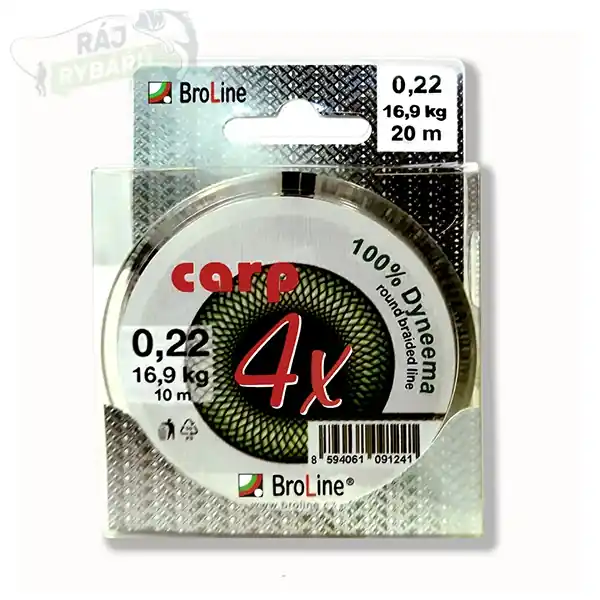 BROLINE - Plovoucí pletená návazcová šňůra 100% Carp Dyneema (zelený uzel) 20m Horká Nabídka