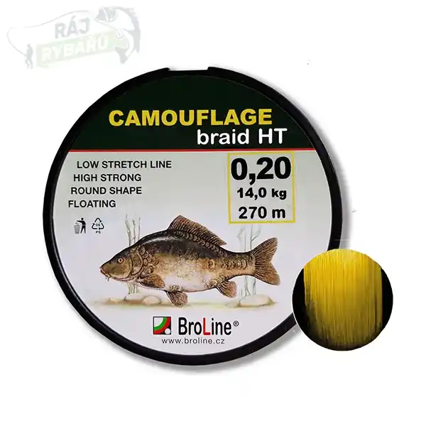 BROLINE - Plovoucí pletená šňůra na kapry Camouflage braid HT Žlutá 0,20mm 270m Koupit Online