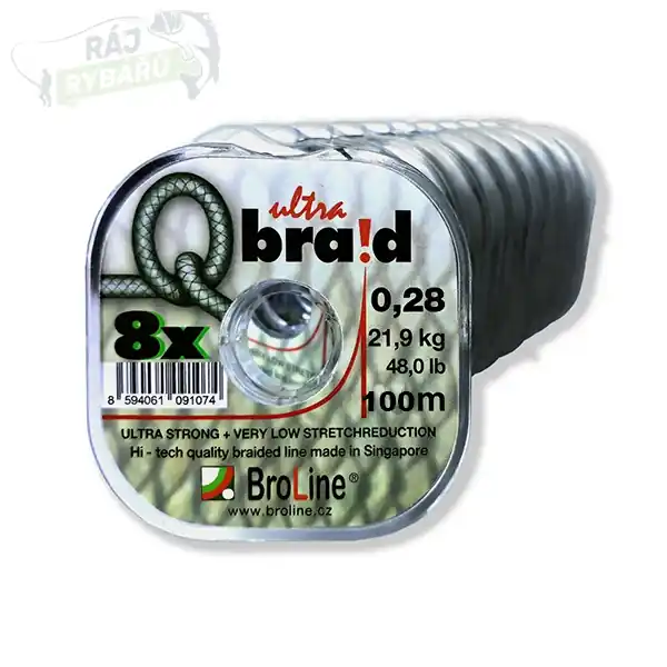 Speciální Cena BROLINE - Vznášivá pletená šňůra Q ultra braid 8x 100m