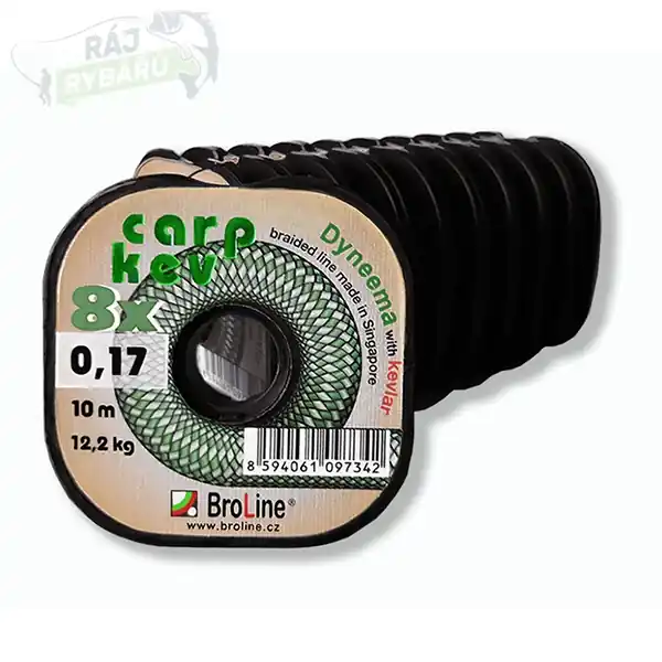 BROLINE - Plovoucí pletená návazcová šňůra CARP KEV 8x 10m Expresní Doručení