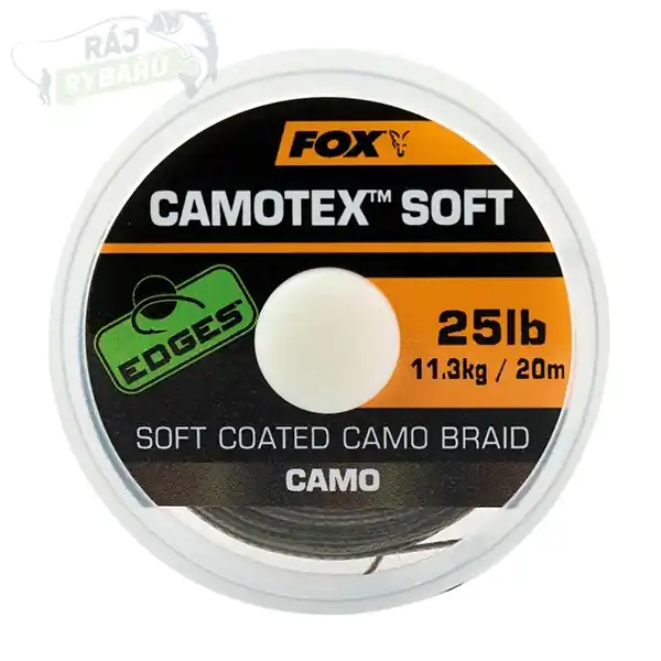 Novinka FOX - Ztužená návazcová šňůrka Edges Camotex Soft 20m
