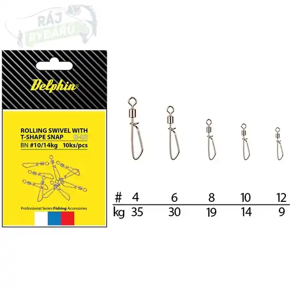 Rychlé Dodání DELPHIN - Rolling Swivel With T-Shape Snap B-02 10ks - VÝPRODEJ