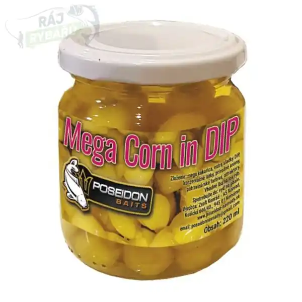Nová Kolekce POSEIDON BAITS - MEGA vařená kukuřice v nálevu 220ml - Med