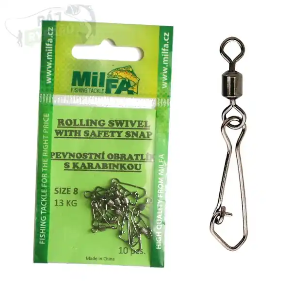 MILFA - Pevnostní obratlík s karabinkou Rolling Swivel With Safety Snap Oblíbený