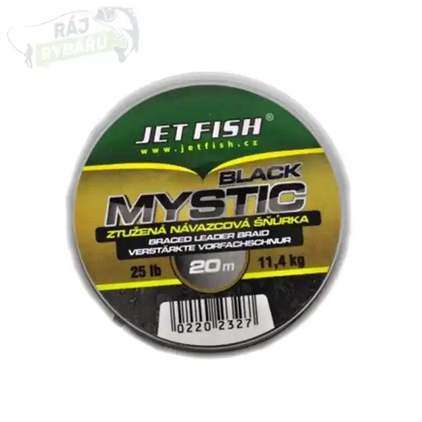 JET FISH - Ztužená návazcová šňůra Black Mystic 20m 25lb Speciální Cena