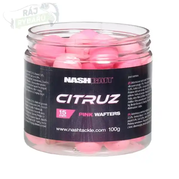 Sleva NASH - Neutrálně vyvážené boilie Citruz Wafters Pink + 3ml spray