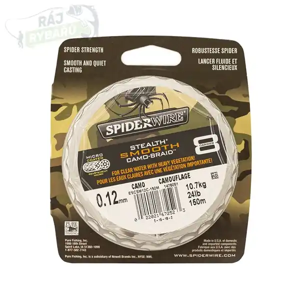 Tovární Cena SPIDERWIRE - Splétaná Šňůra Stealth Smooth8 Camo 0,4mm 240m