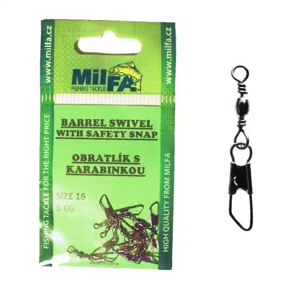 MILFA - Obratlík s karabinkou Barrel Swivel With Safety Snap Nízká Cena