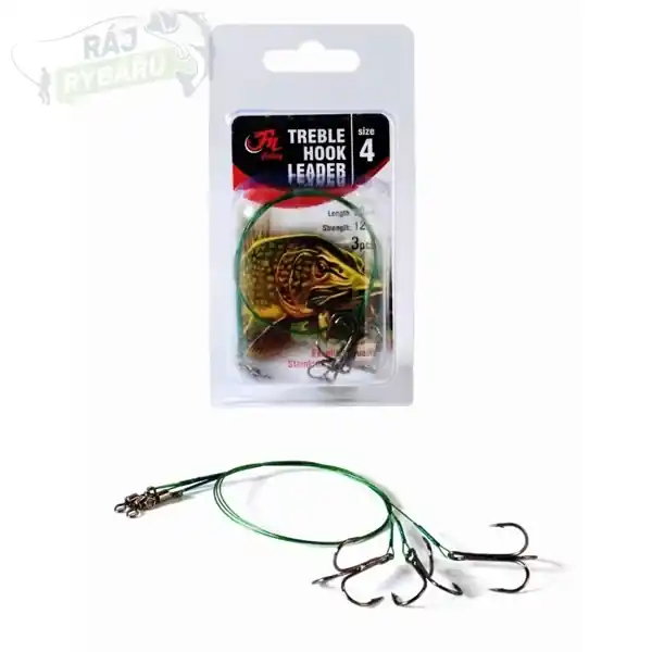 FIL FISHING - Lanko s Trojhákem Treble Hook Leader 3ks Nová Kolekce
