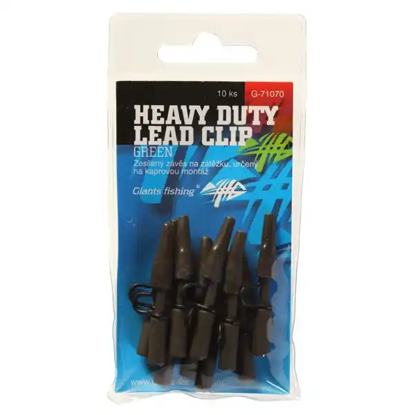 GIANTS FISHING - Boční závěs kovový Heavy Duty Lead Clip Green 10ks Aktuální