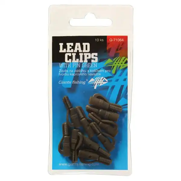 Levný GIANTS FISHING - Závěs na zátěžku Lead clips with pin Green 10ks