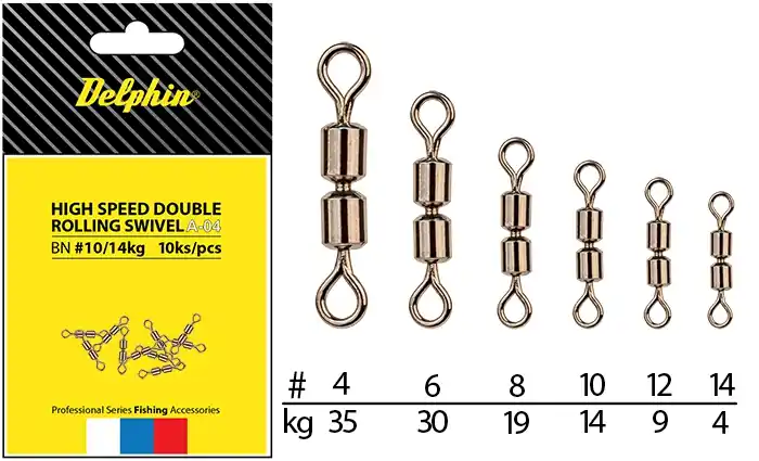 DELPHIN - Obratlík Hi Speed Double Rolling Swivel A-04 10ks Značkový