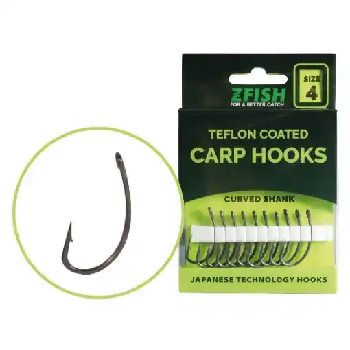 Zfish Teflon Curved Shank Carp Hooks Top Prodej