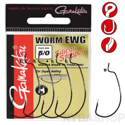 Bezpečná Platba Gamakatsu Worm Offset EWG Hook 1/0 with Silicon Stopper