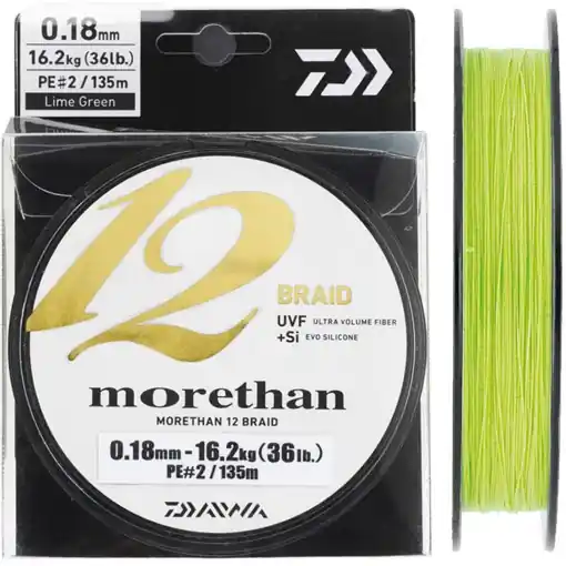 Cenový Hit Daiwa Morethan 12 Braid 135m, 0.14mm 12.2kg