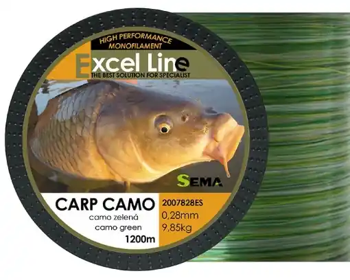 Sema Excel Line Carp Camo zelený 1200m, 0.28mm Nejlepší Cena