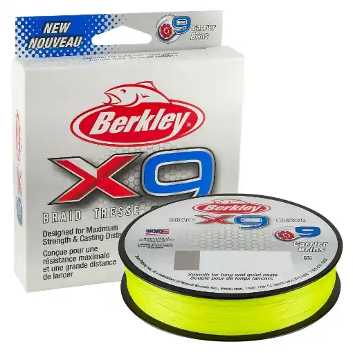Berkley X9 Braid Fluo Green 150m, 0.17mm 17.0kg Levný