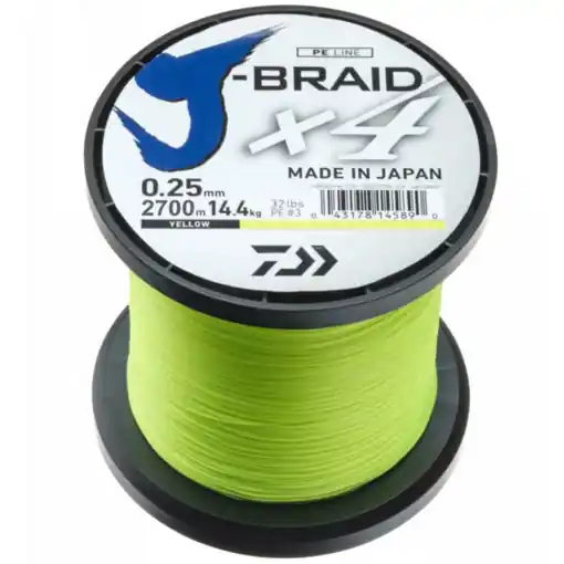 Akční Nabídka Daiwa J-Braid X4 Žlutá, 0.17mm 8.4kg 1m